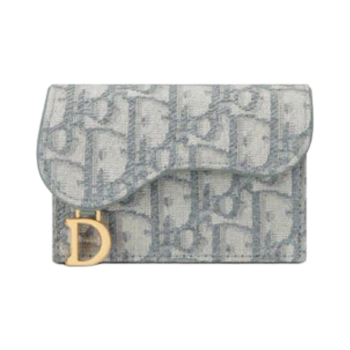 Dior Saddle Flap Card Holder Grey Dior Oblique Jacquard