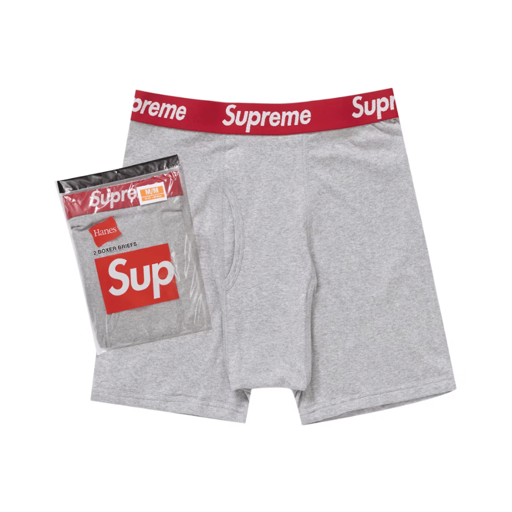 Hanes x Supreme Cueca Boxer Briefs 2 Pack Heather Grey