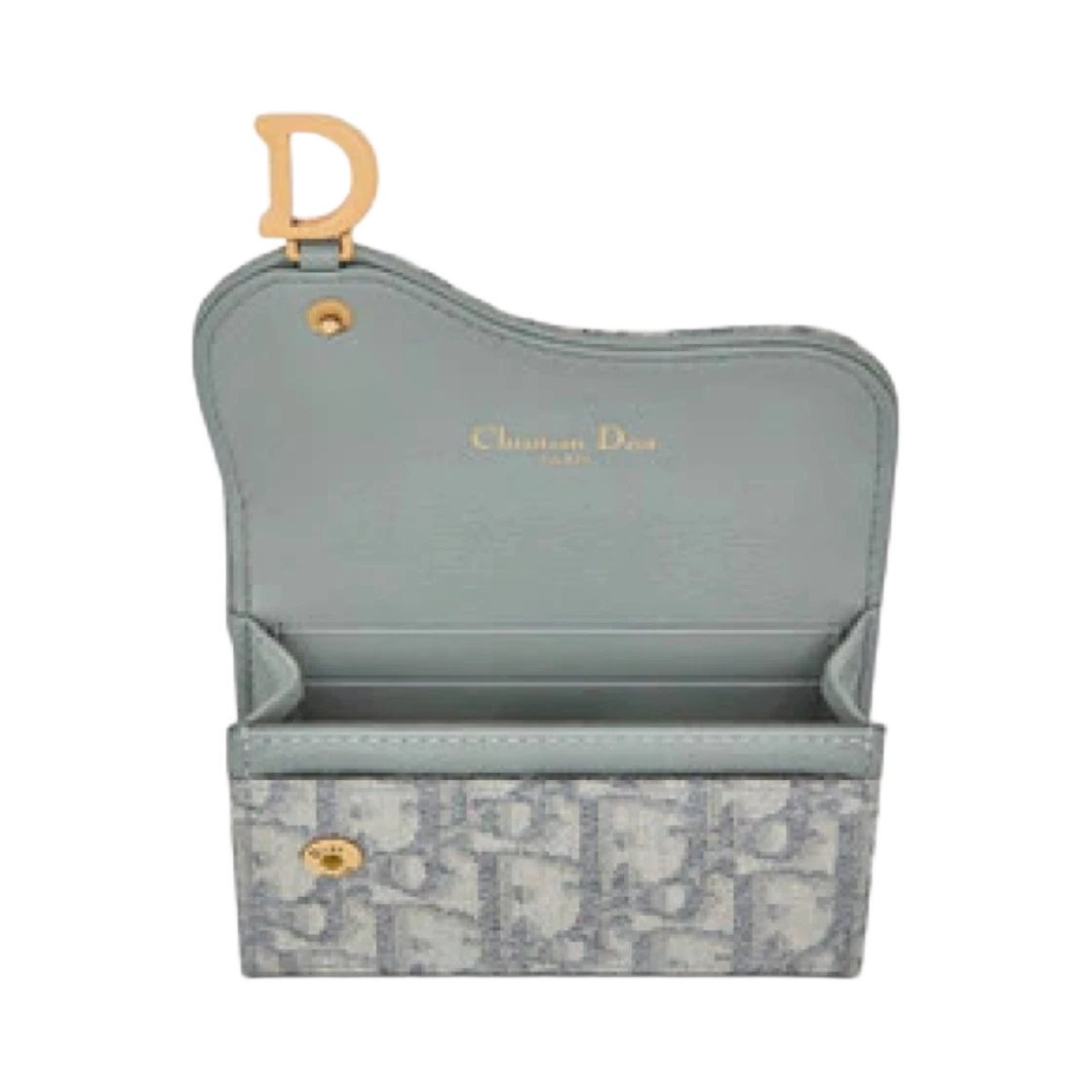 Dior Saddle Flap Card Holder Grey Dior Oblique Jacquard