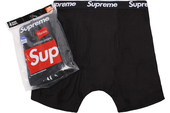 Hanes x Supreme Cuecas Boxer 4 Pack Black